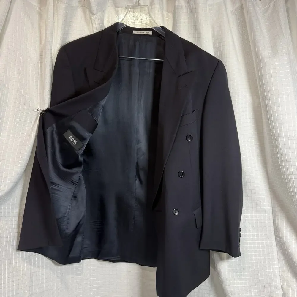 Hugo Boss Blazer Al Capone Chicago Mens 42R Blue Wool Dark Academia Preppy
